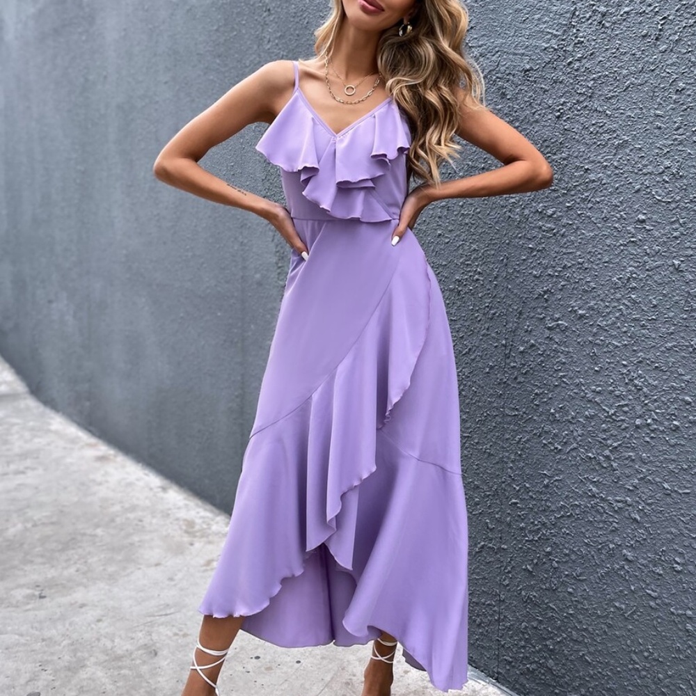 Boho Royal Blue Ruffle Tulip Hem Maxi Dress - Picture 8 of 16